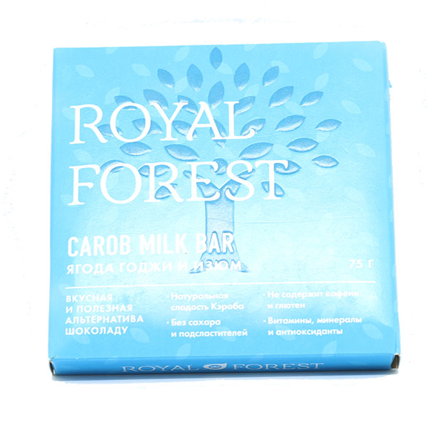 Купить Шоколад кэроб Carob milk bar ягода годжи и изюм Royal Forest