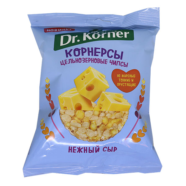 Купить Чипсы цельнозерновые Корнерсы кукурузно-рисовые с сыром Dr. Korner без глютена в Москве