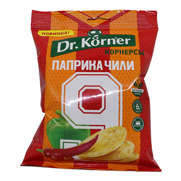 Купить Чипсы цельнозерновые Корнерсы кукурузно-рисовые с паприкой и чили Dr Korner Без глютена в Москве