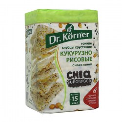 Купить Тонкие хлебцы хрустящие кукурузно-рисовые с чиа и льном Dr. Korner