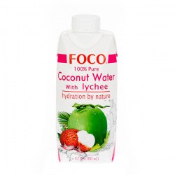 Купить Натуральная кокосовая вода с личи FOCO Coconut water with lychee